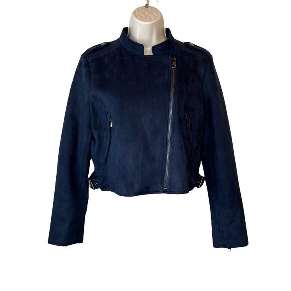 BANANA REPUBLIC Moto Jacket in Navy Blue Women's Medium - Picture 1 of 10